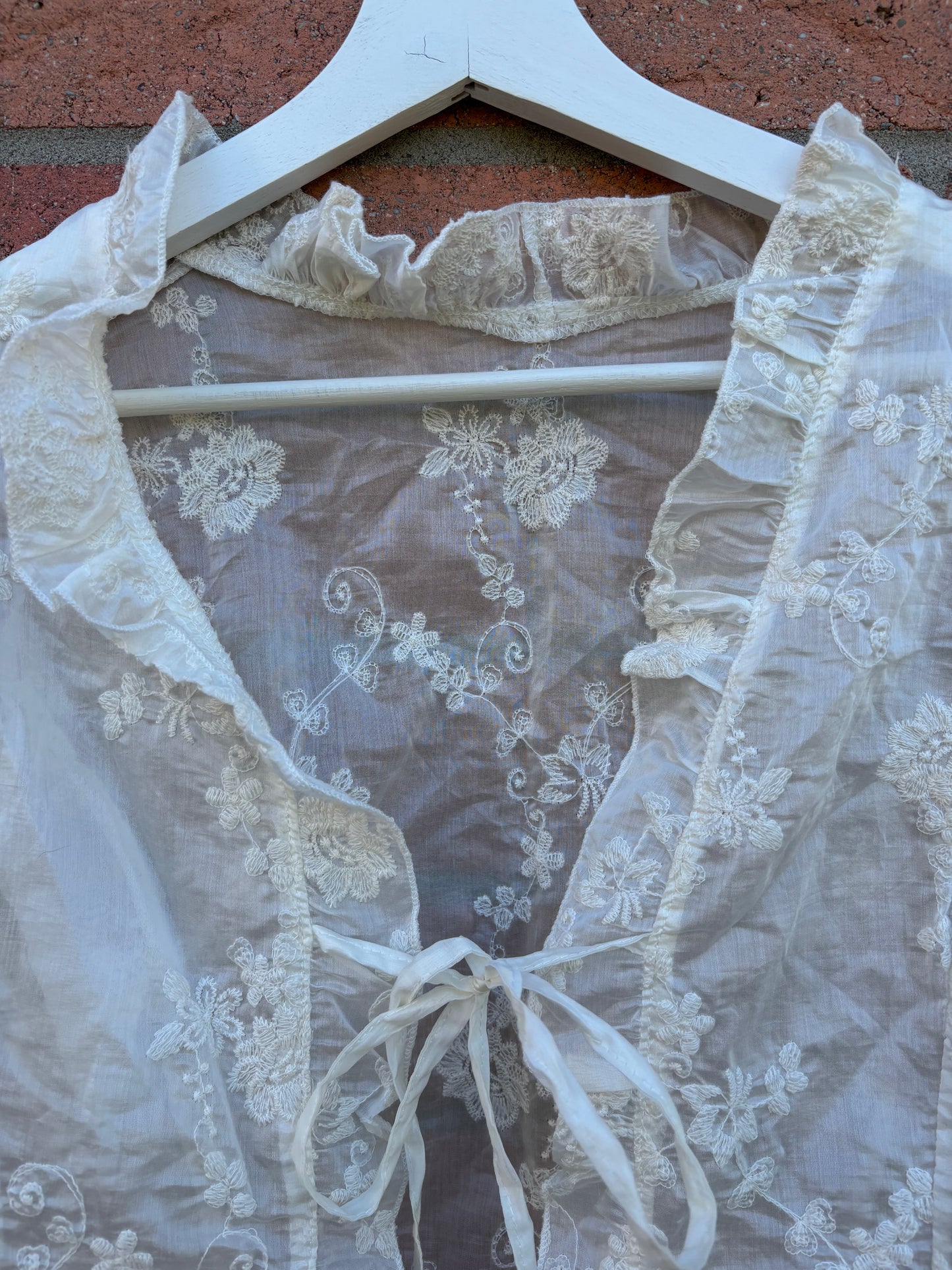 White Lace Tie Blouse