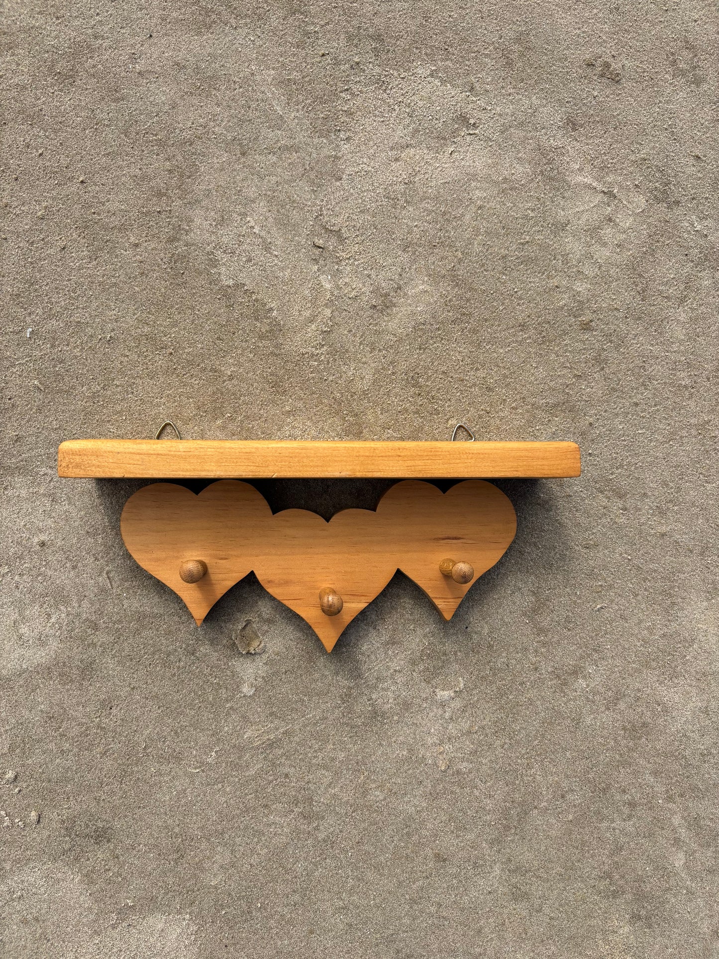 Wooden Heart Hook Shelf