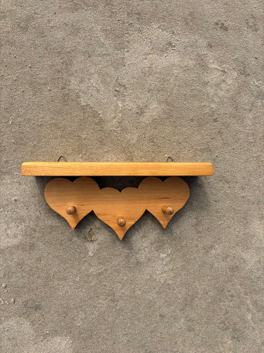 Wooden Heart Hook Shelf