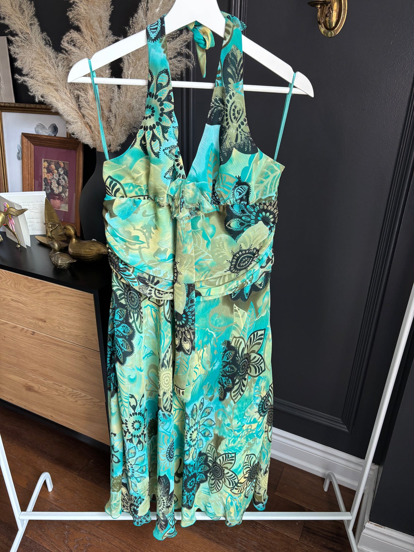 Y2K Ruffled Halter Dress Size L