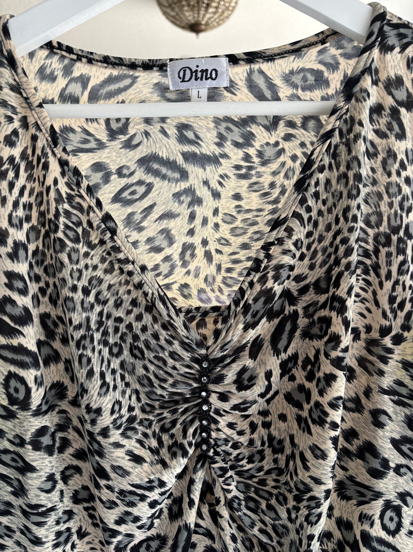Vintage Leopard Print Blouse Size L