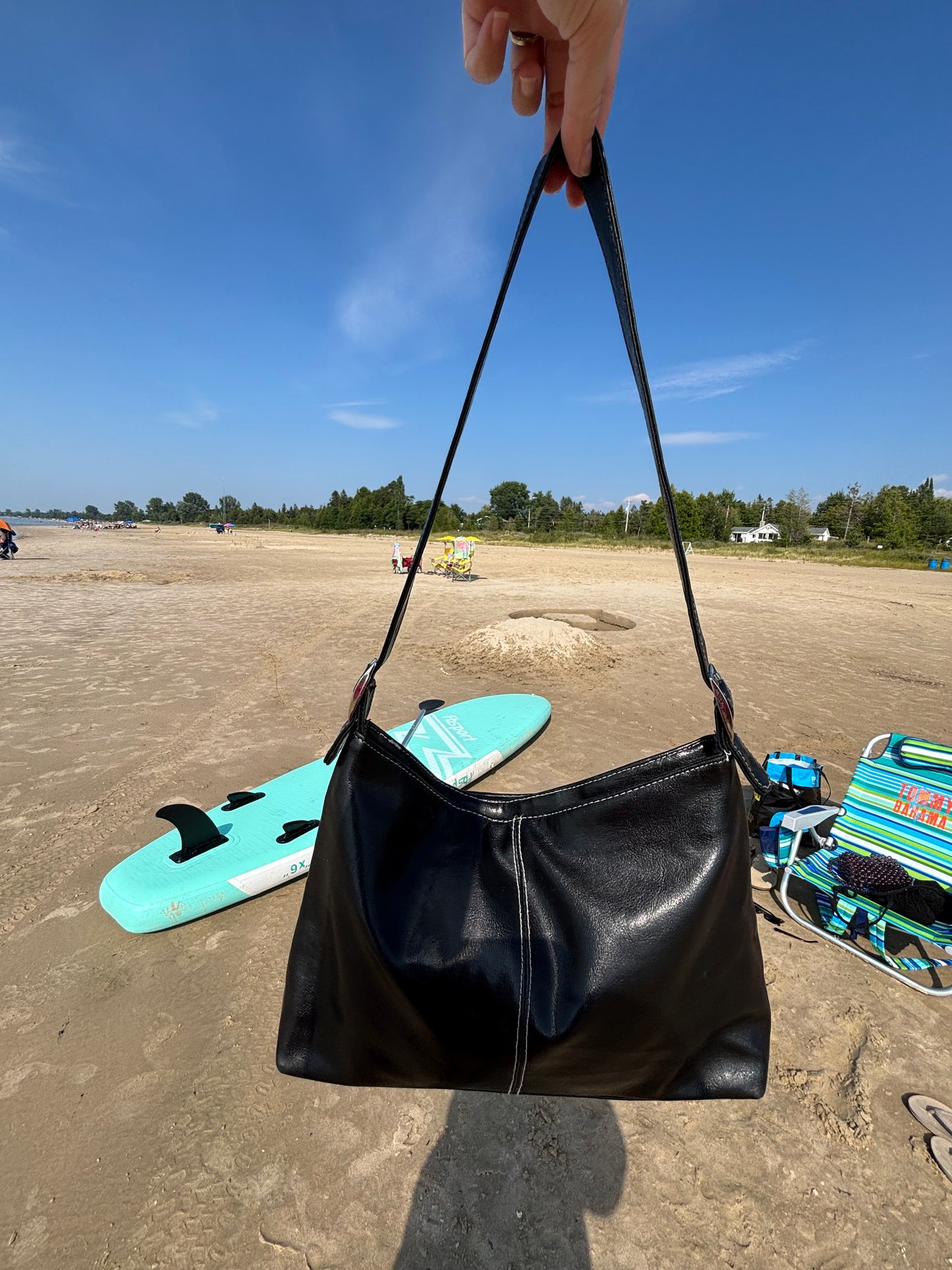 Black & White Stitch Shoulder Bag