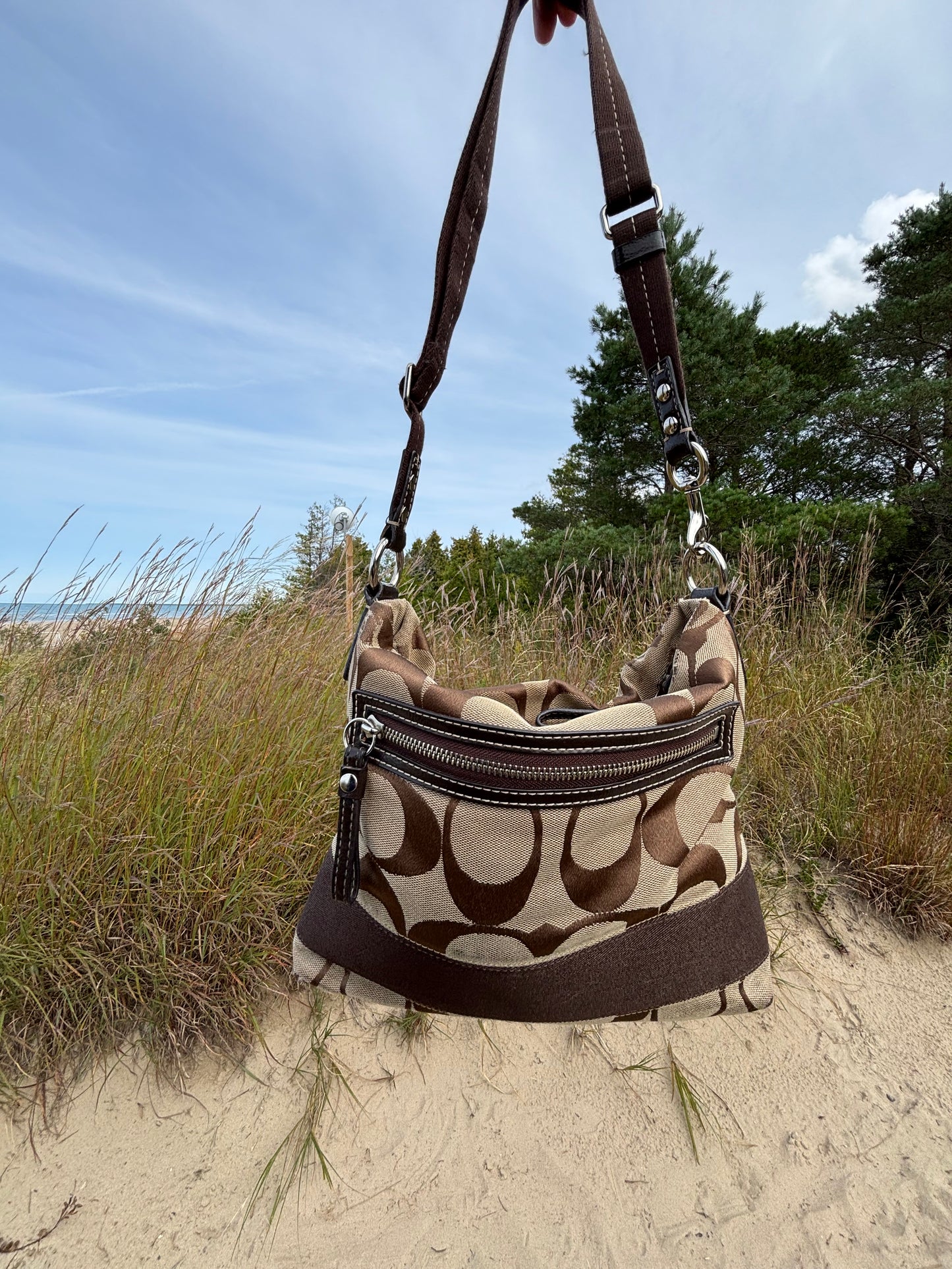 Coach Signature Stripe Crossbody File Bag