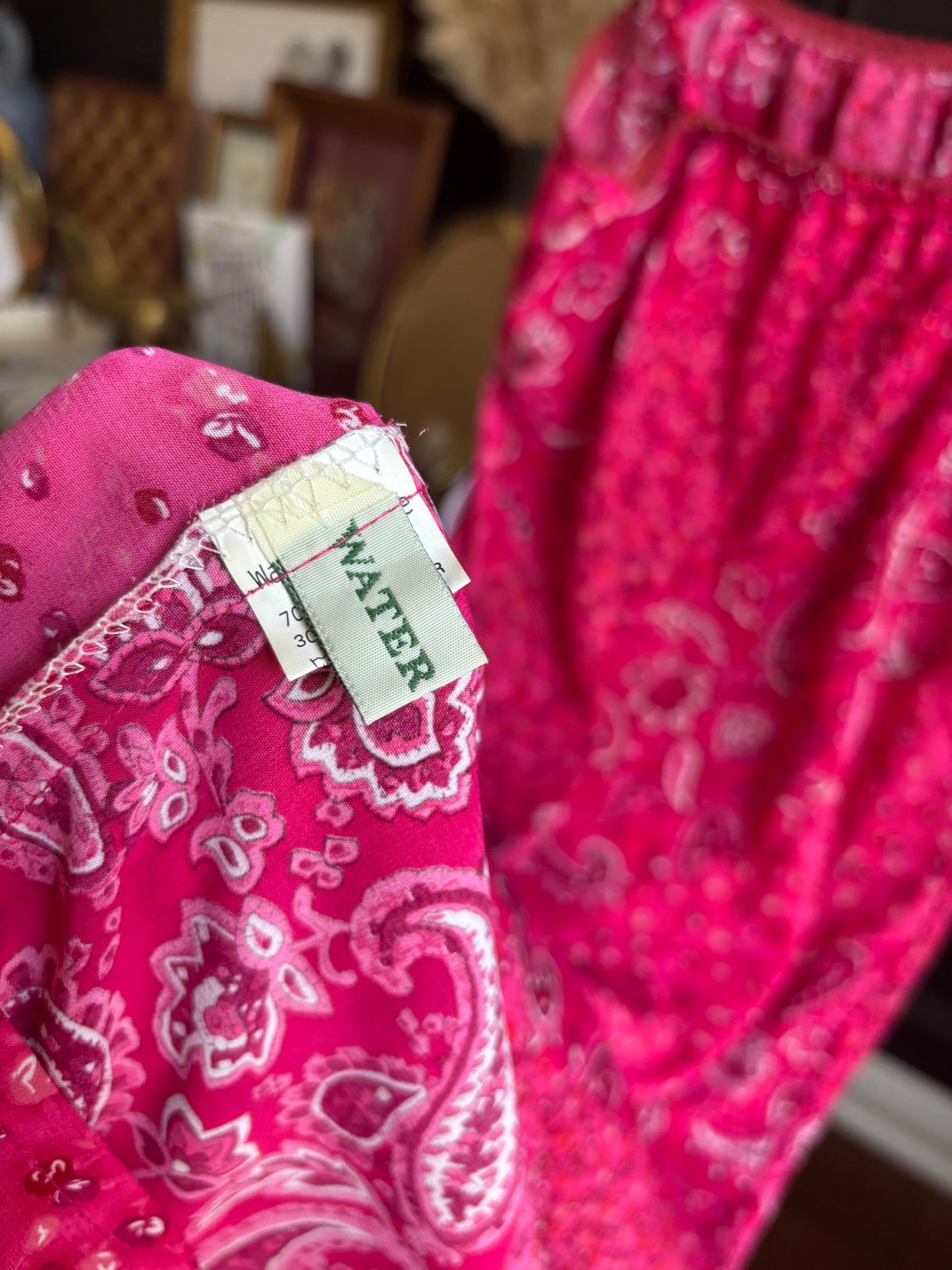 Retro Paisley Print Pink Dress Size XS