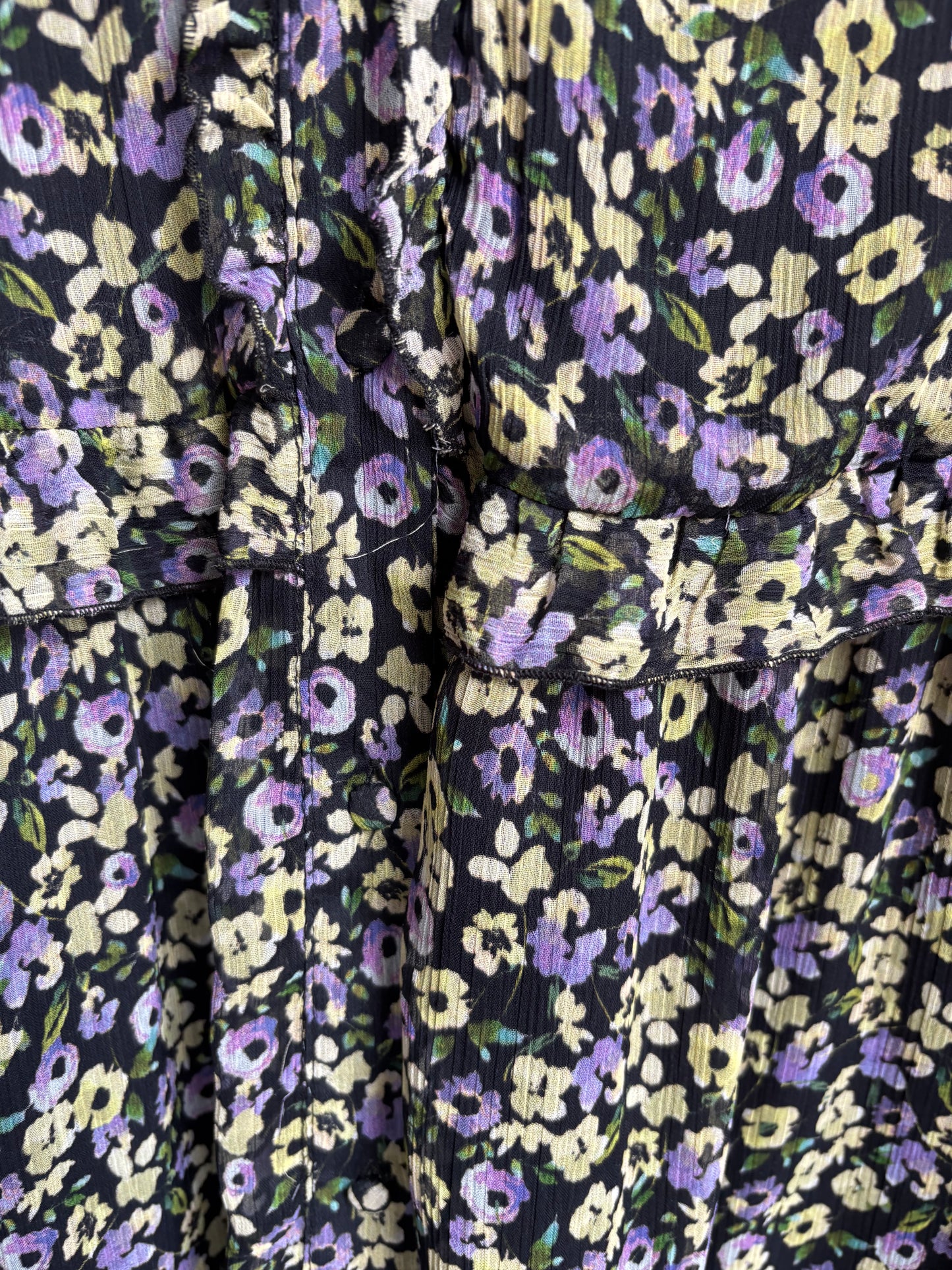 Ruffled Floral Print Button Down Dress Size XL