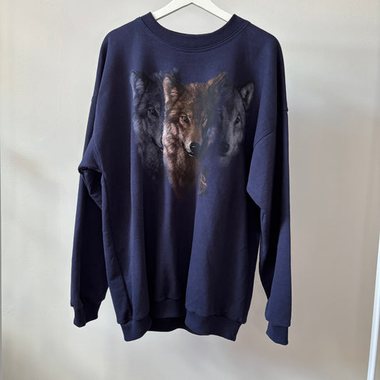 Vintage Navy Blue Wolf Sweatshirt