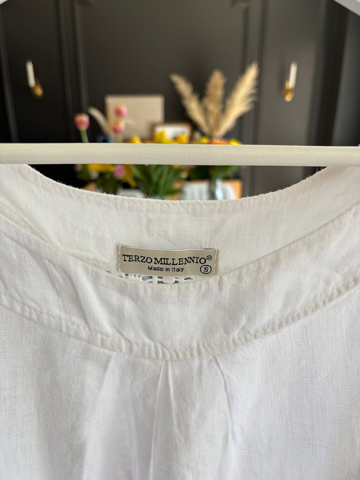 Made In Italy 100% Linen White Dress Size S