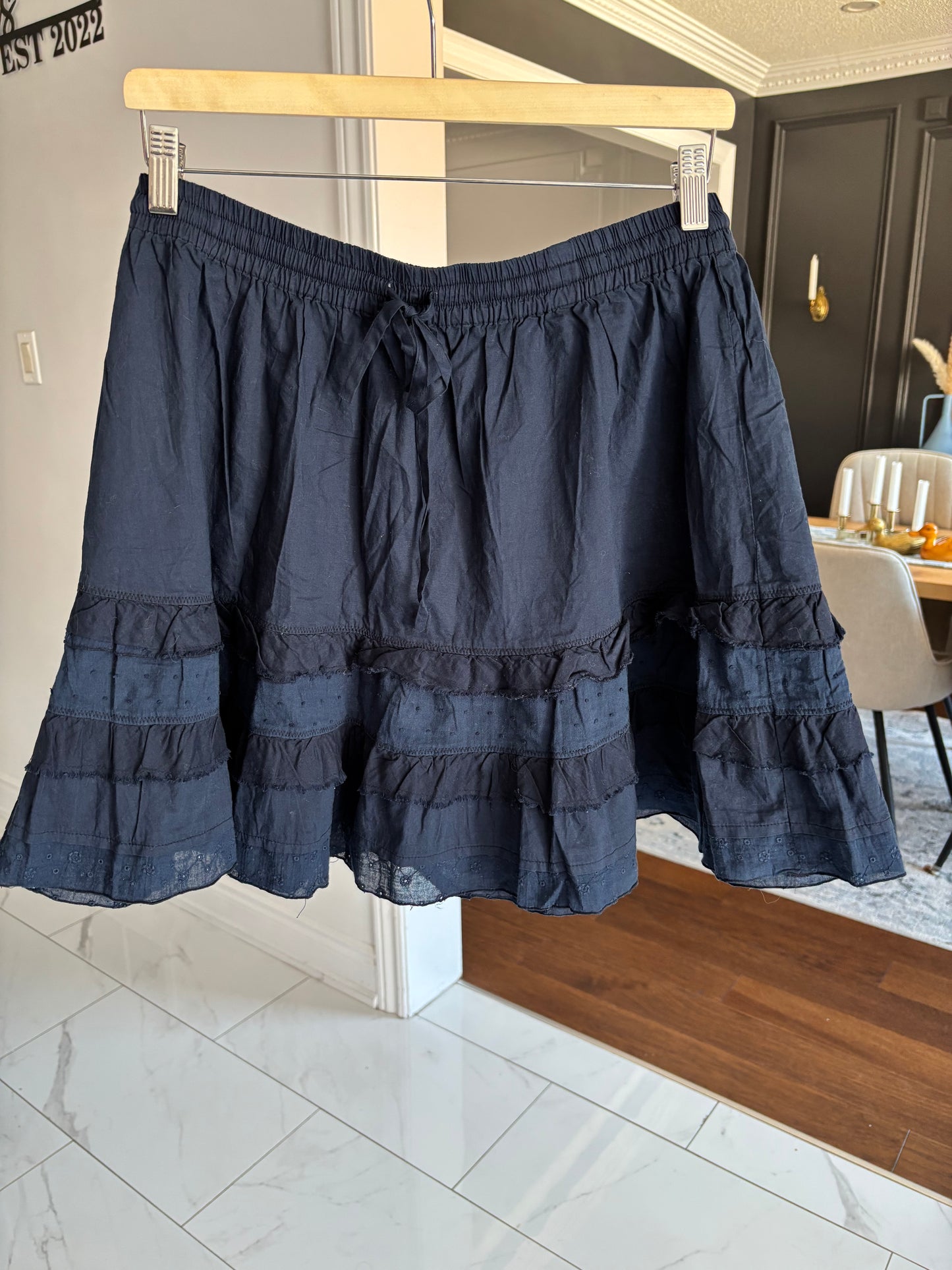 Navy Blue Cotton Mini Skirt Size M