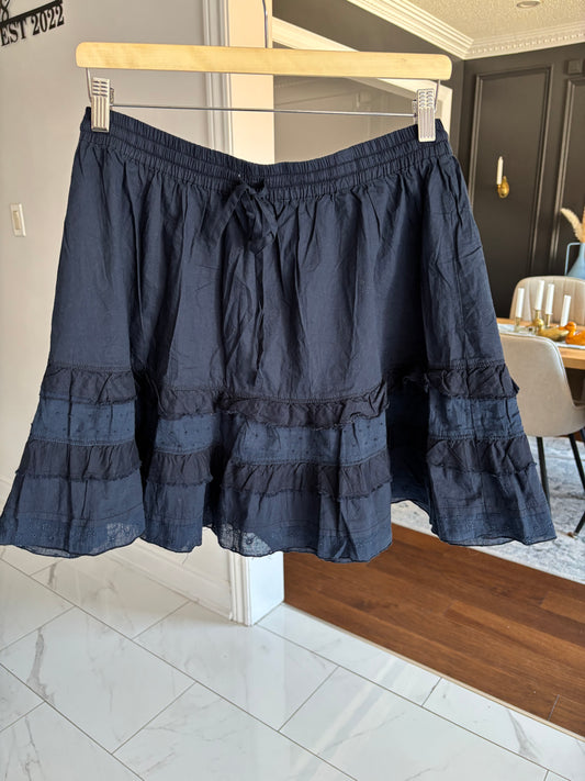 Navy Blue Cotton Mini Skirt Size M
