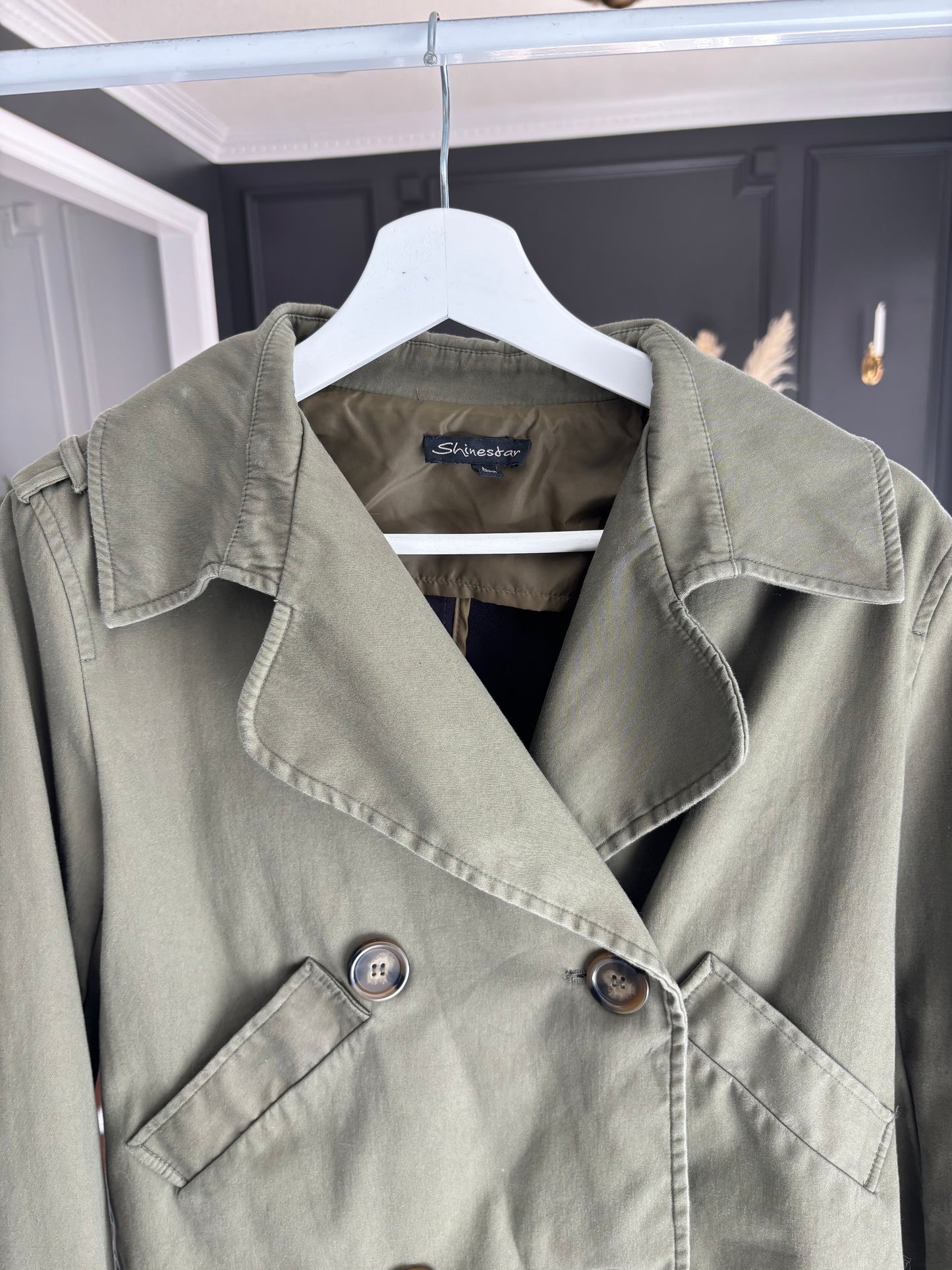 Khaki Green Cropped Jacket Size L