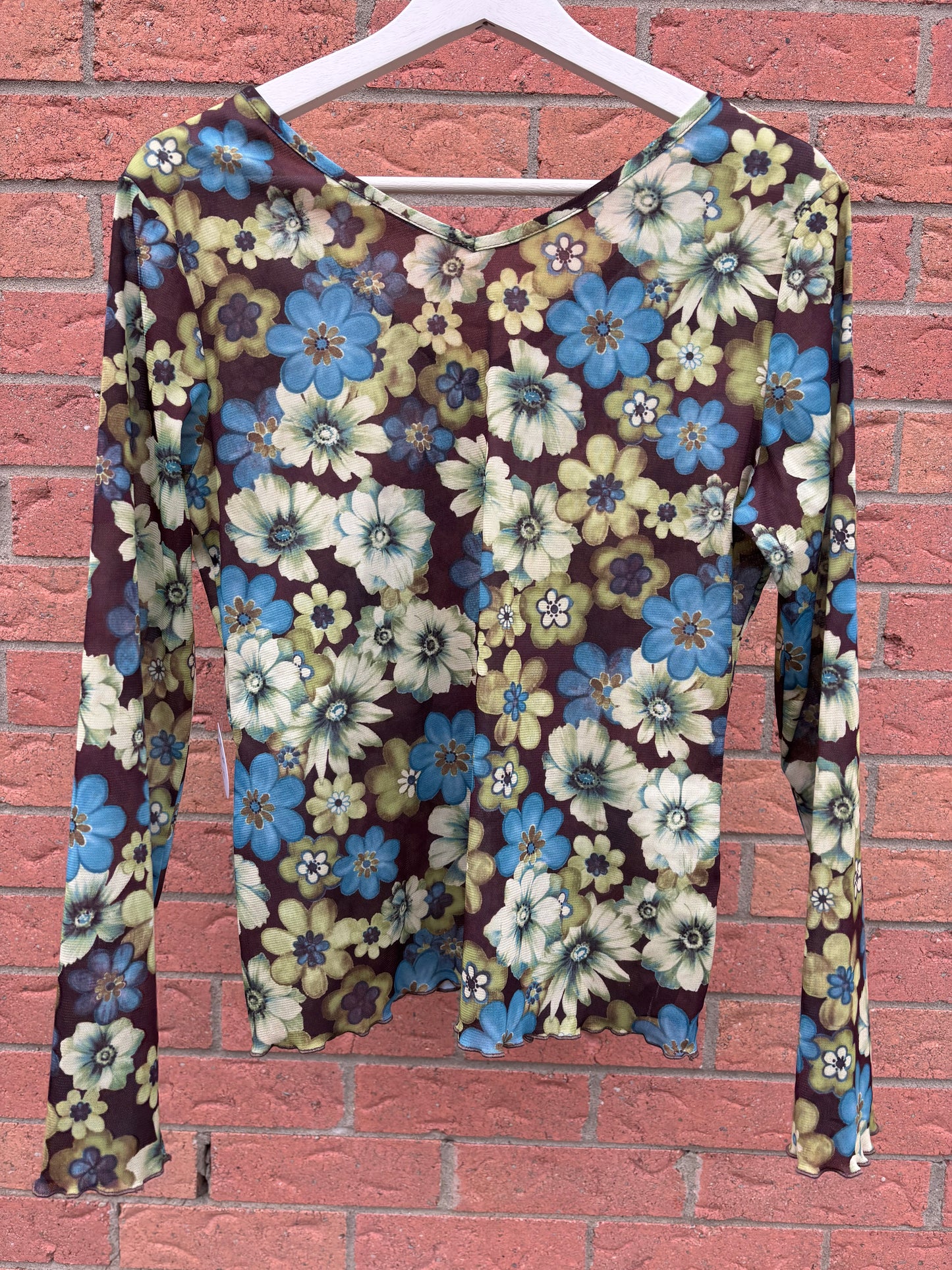 Vintage Floral Mesh Blouse Size L