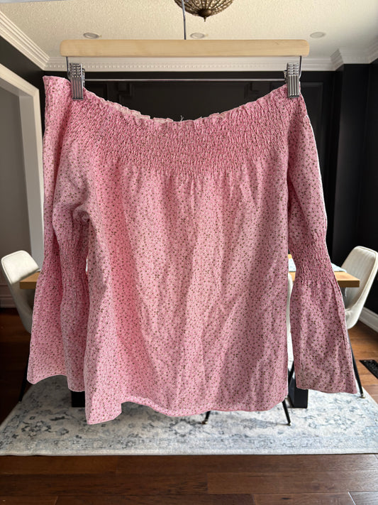 Pink Floral Off the Shoulder Top Size M