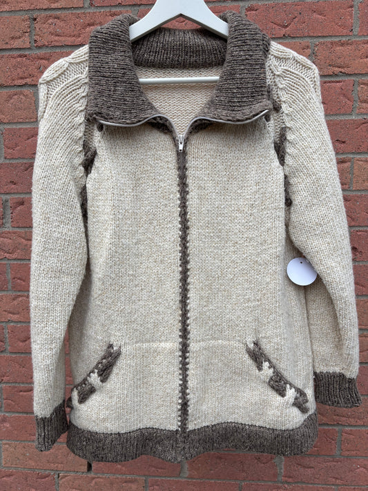 Thick Knit Full Zip Cardigan Fits Size M