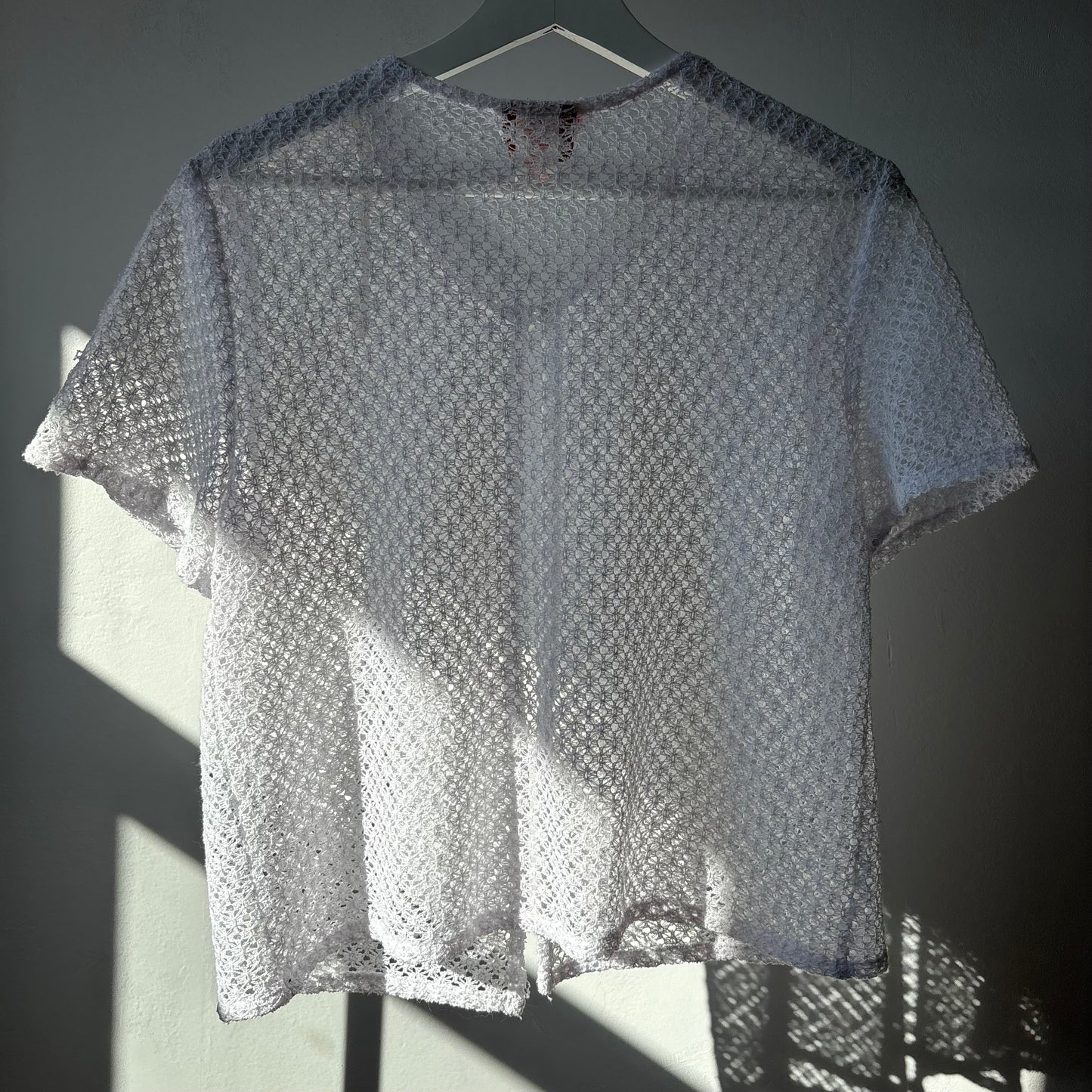 White Vintage Crochet Short Sleeved Cardigan