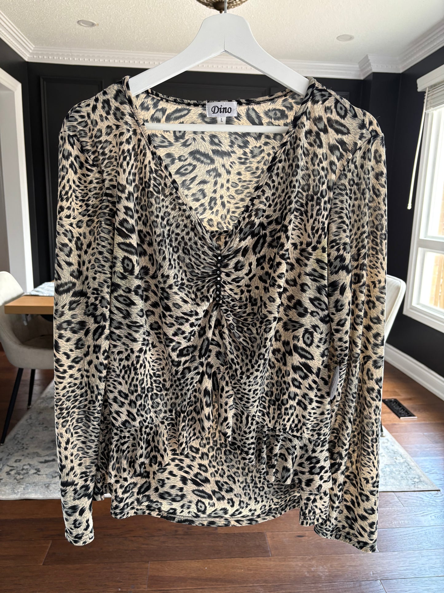Vintage Leopard Print Blouse Size L