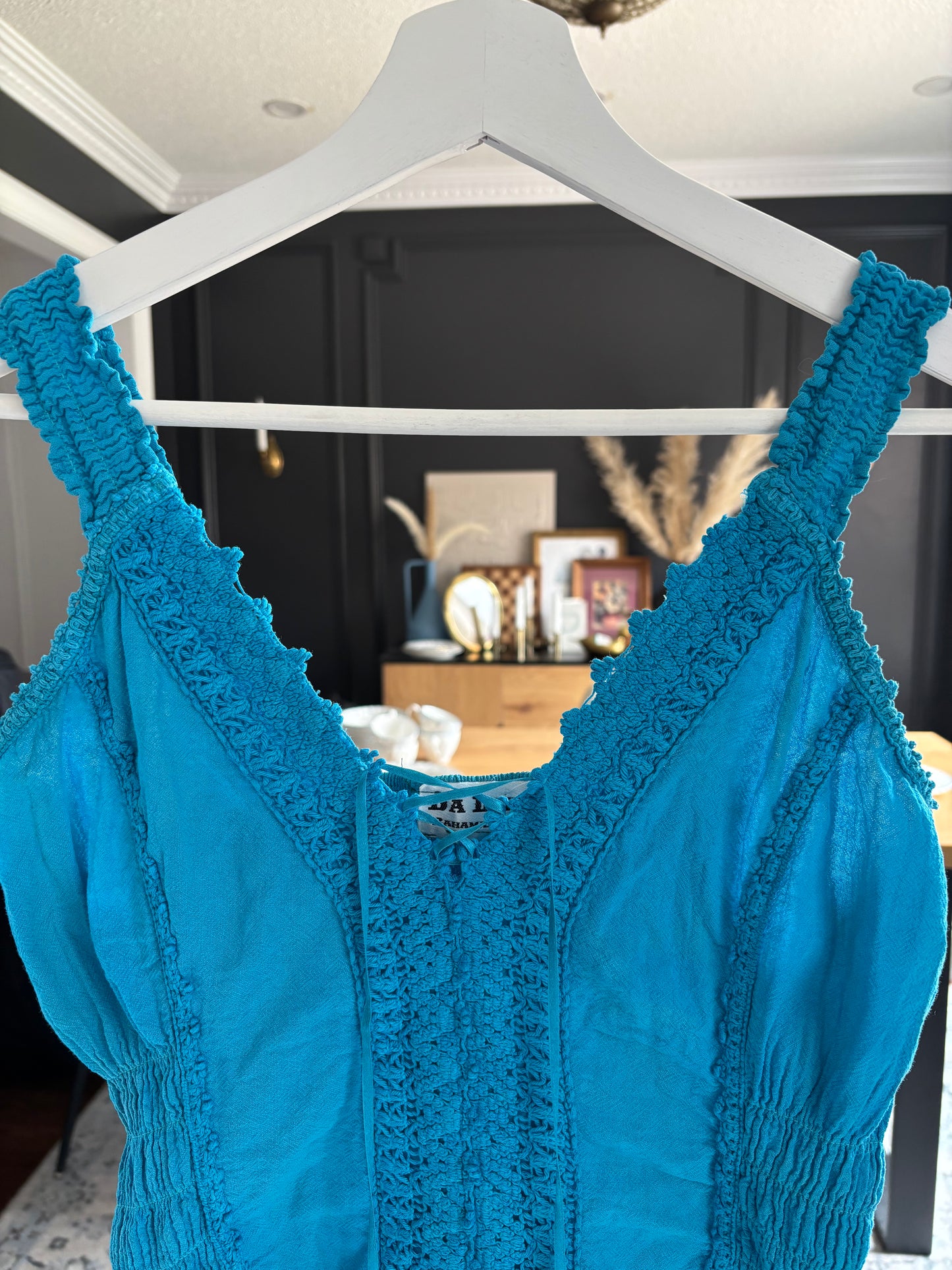 Blue Crochet Beach Top Size M
