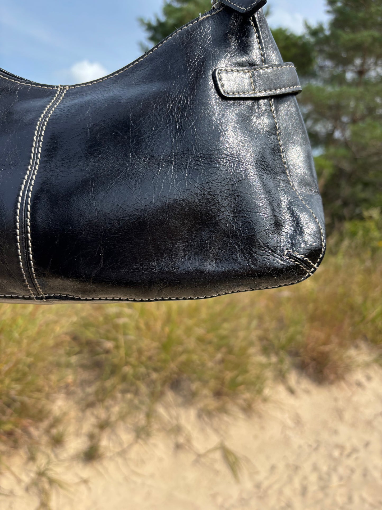 Black Danier Leather Shoulder Bag