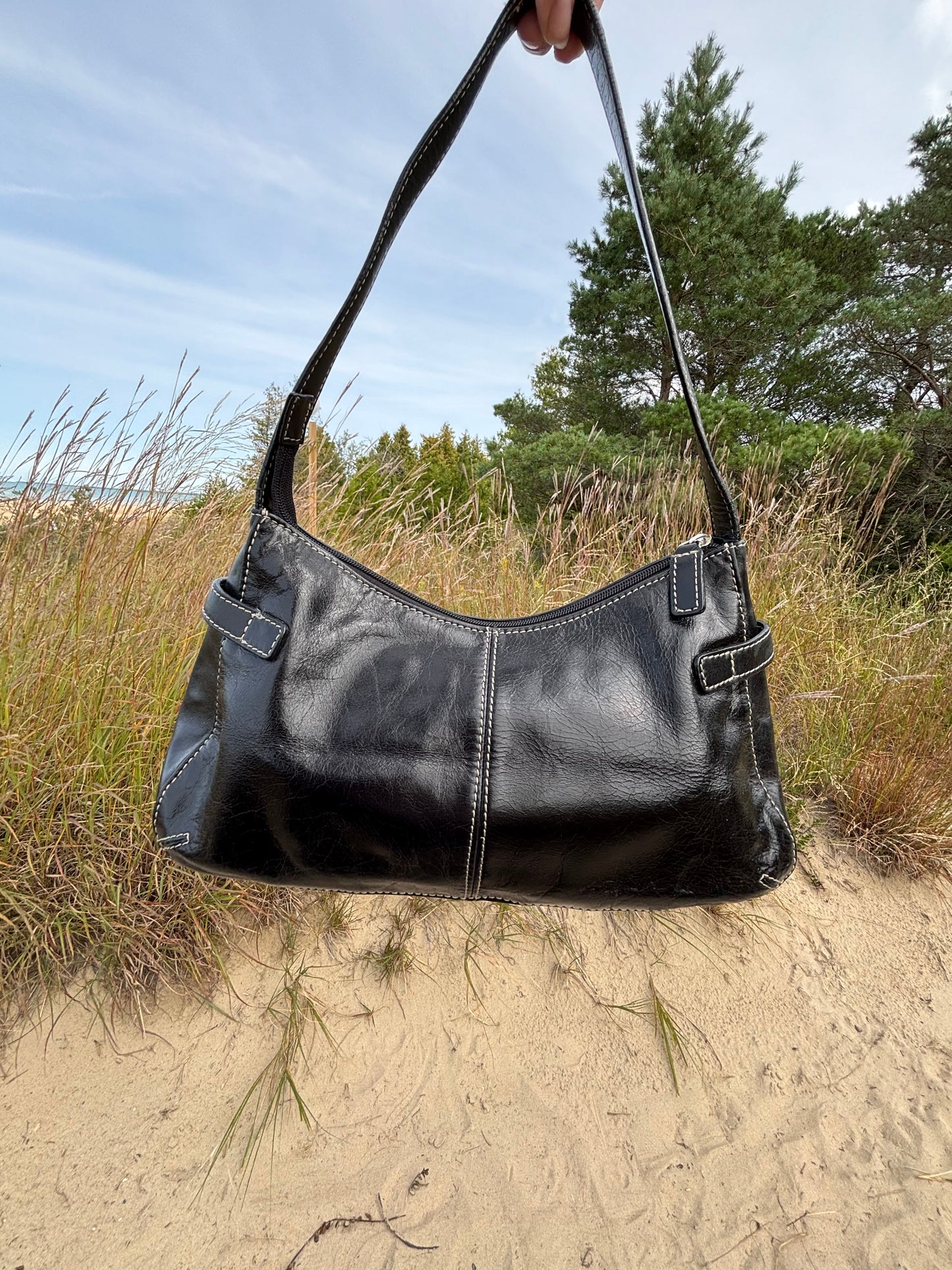 Black Danier Leather Shoulder Bag