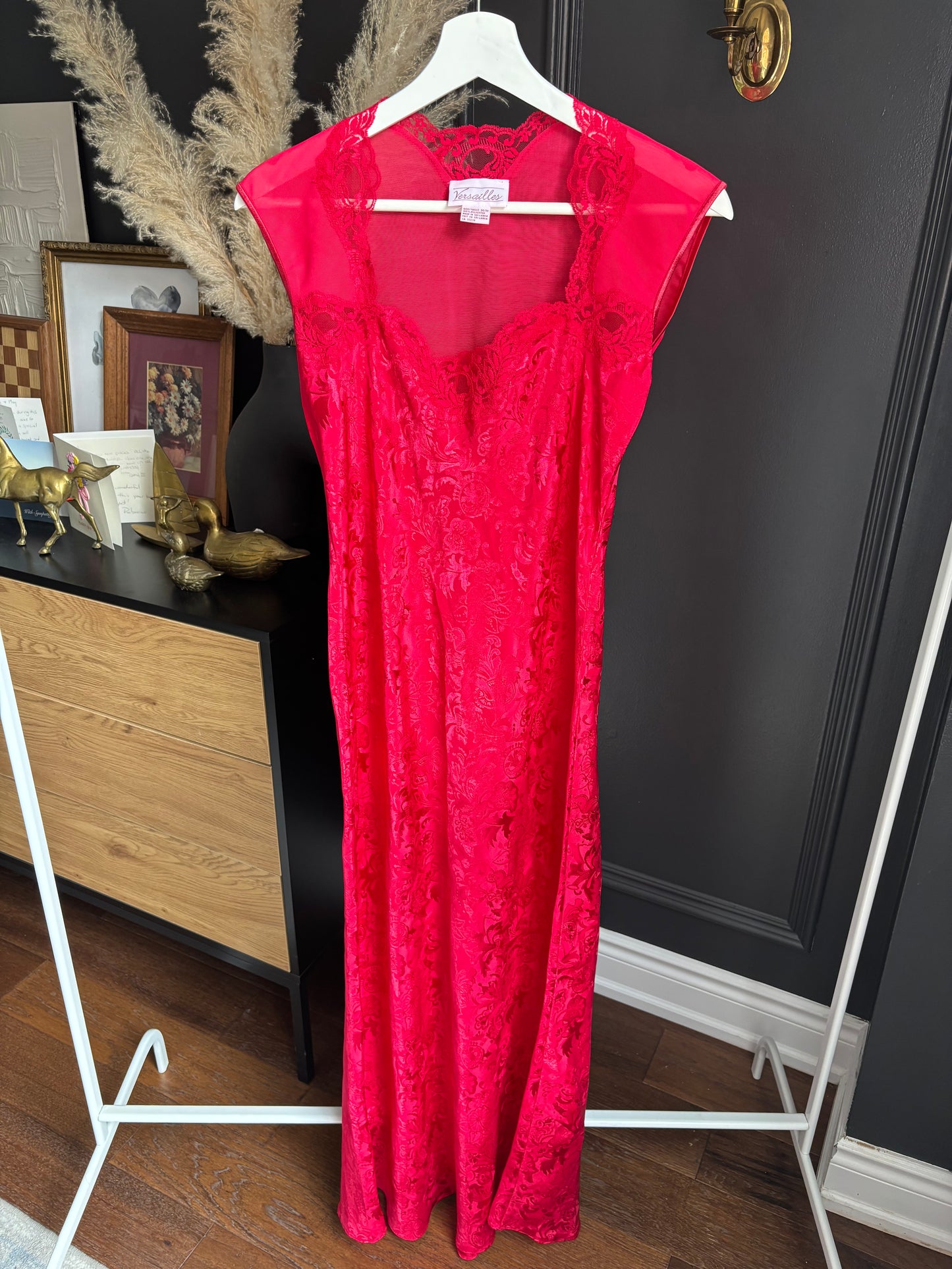 Vintage Long Red Lingerie Dress Size M