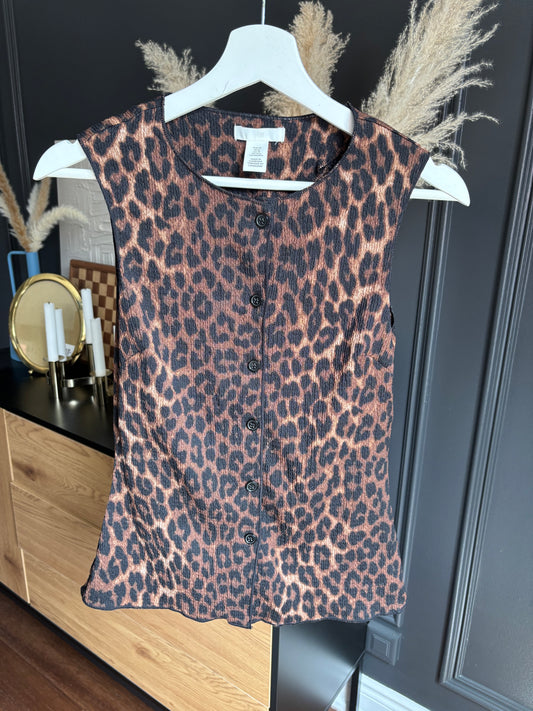 Leopard Print Button Down Vest Size XS