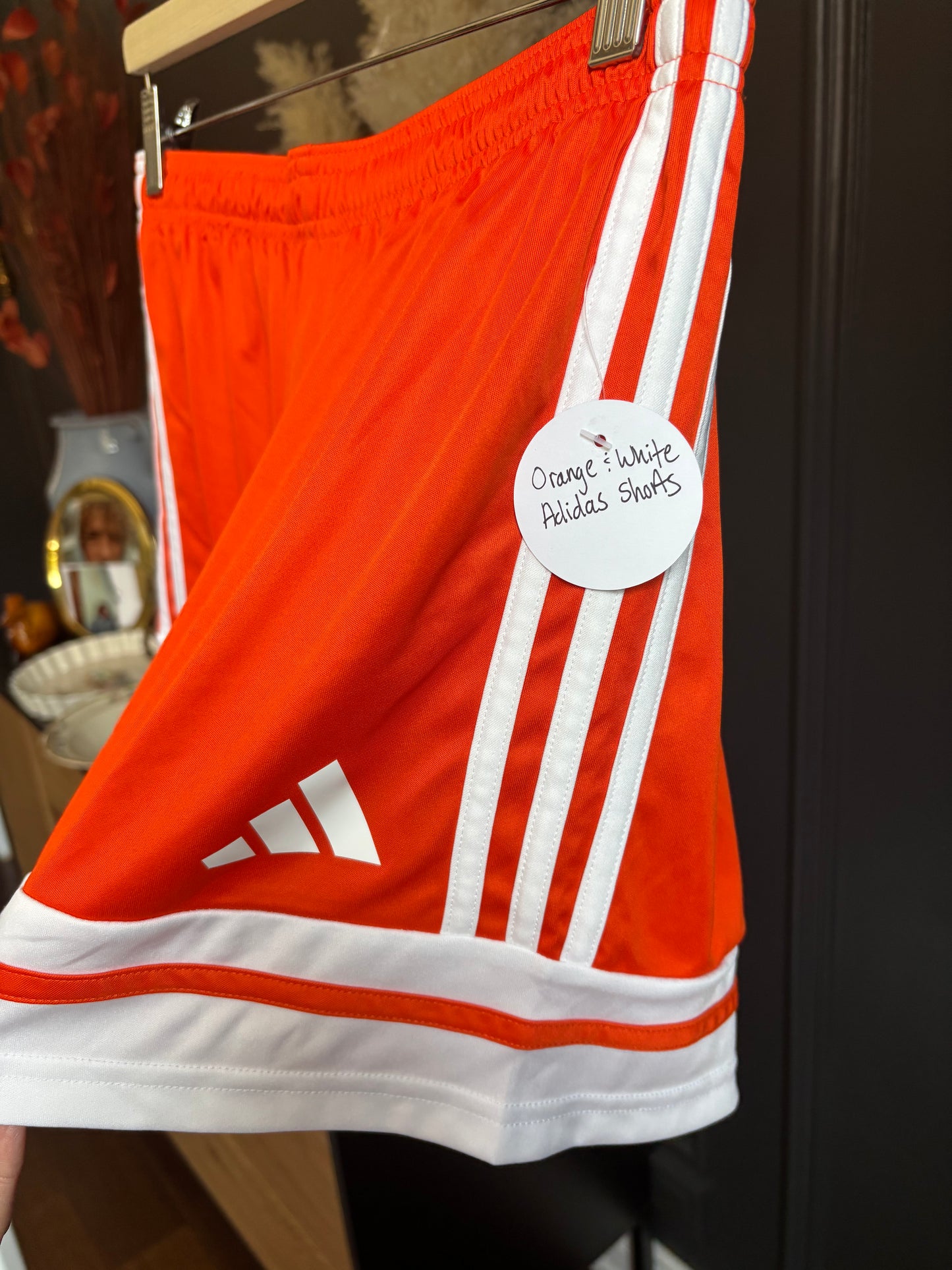 Orange & White Adidas Shorts Size L