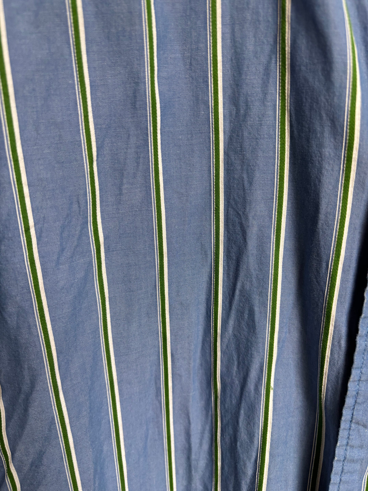 Blue Green & White Striped Button Down Shirt Size S