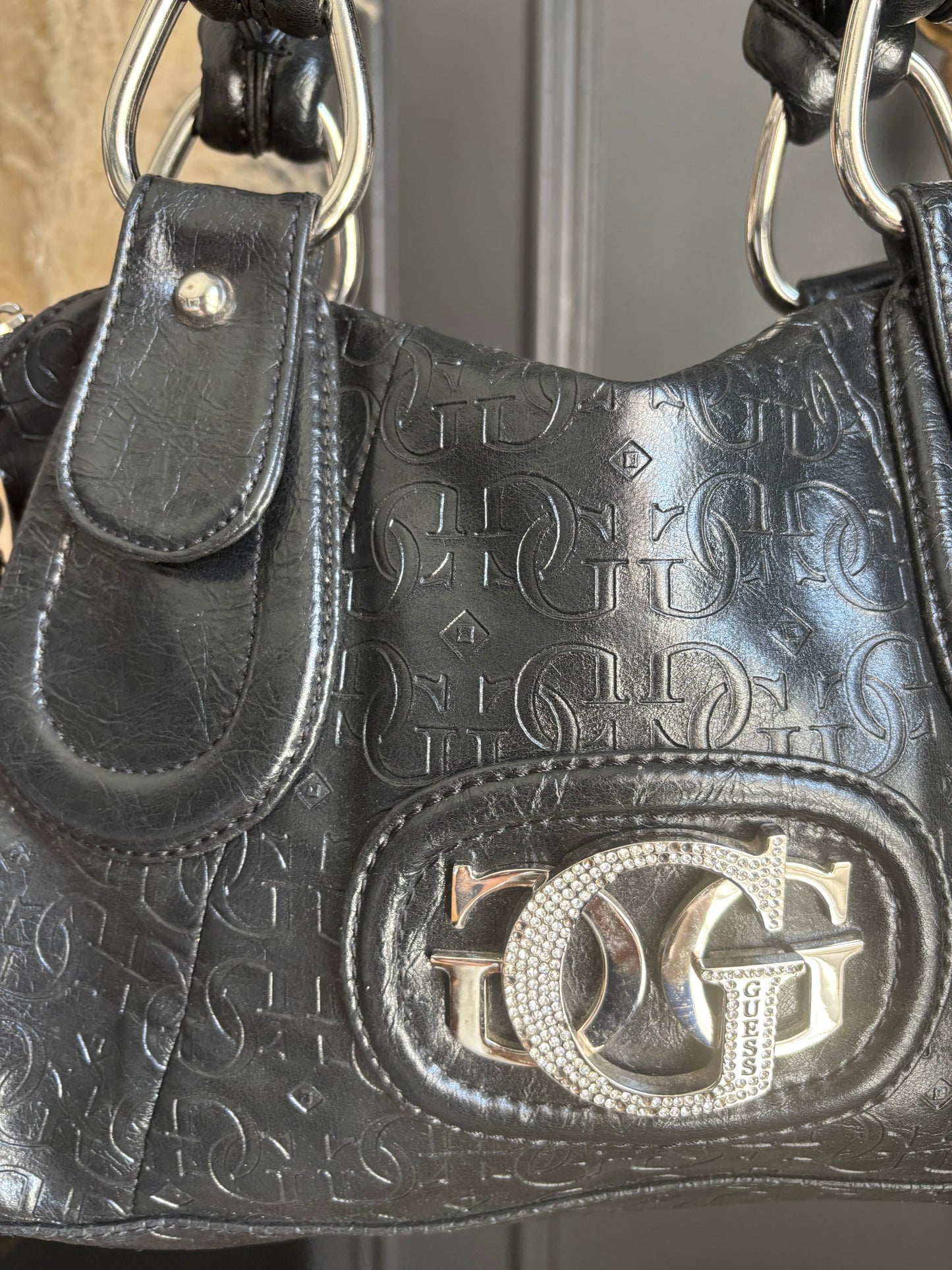Black Guess Monogram Shoulder Bag