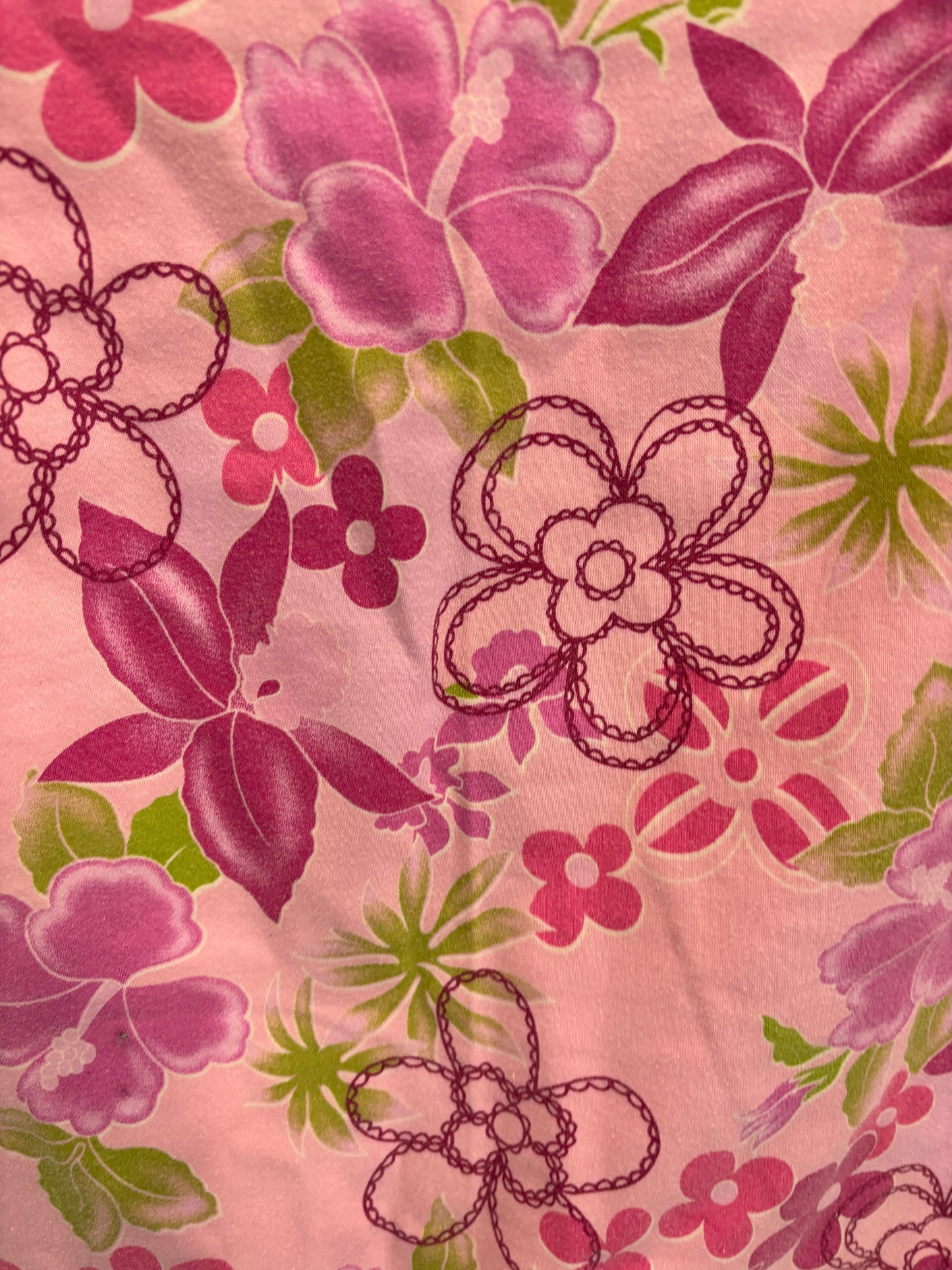 Pink Floral Print Cotton Knee Length Skirt Size 12