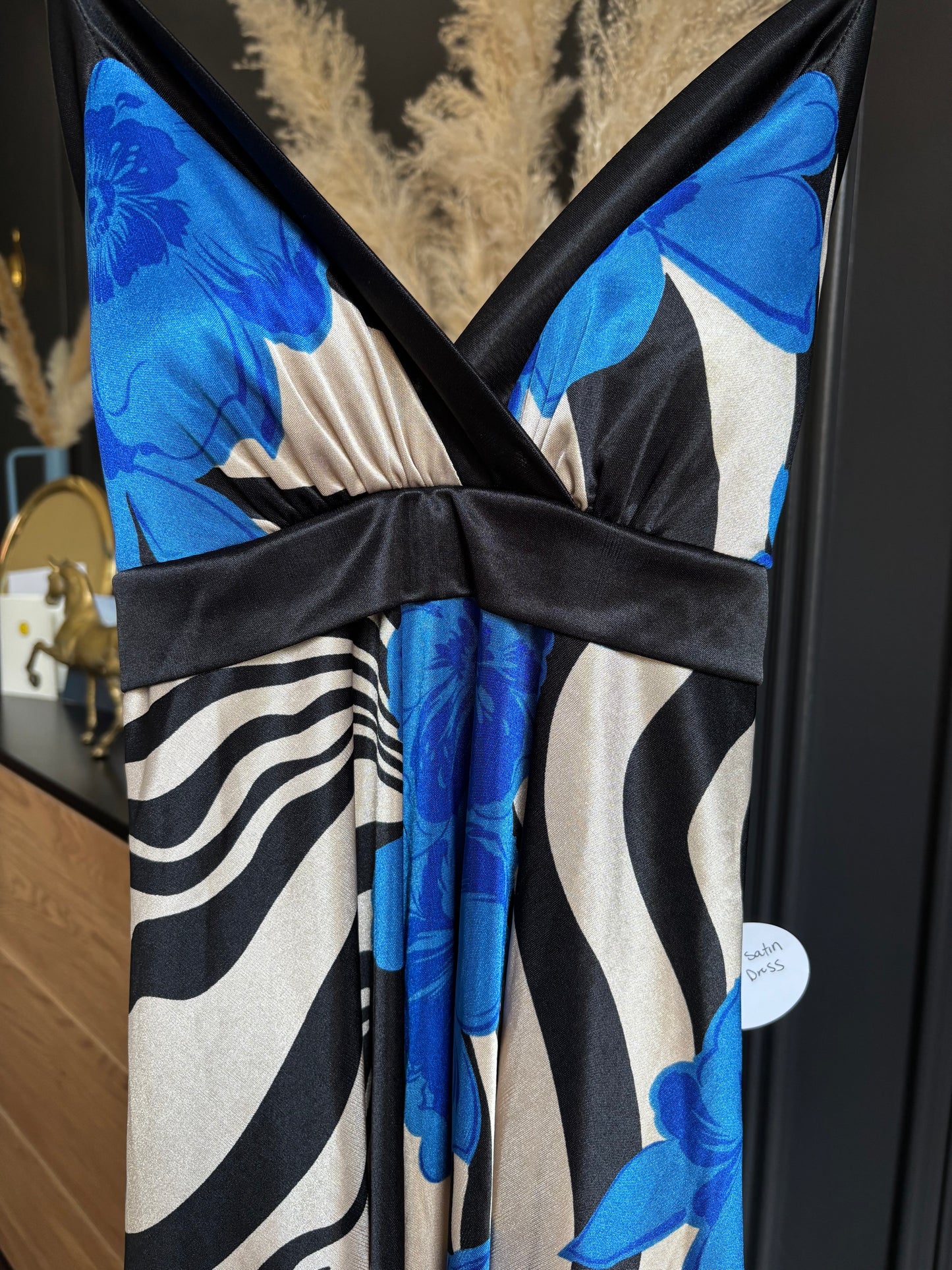 Vintage Satin Print Dress Size M