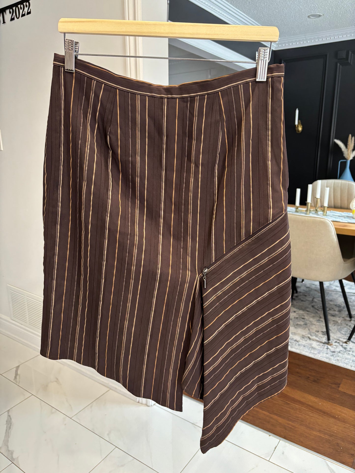 Brown Asymmetrical Zipper Skirt Size 10
