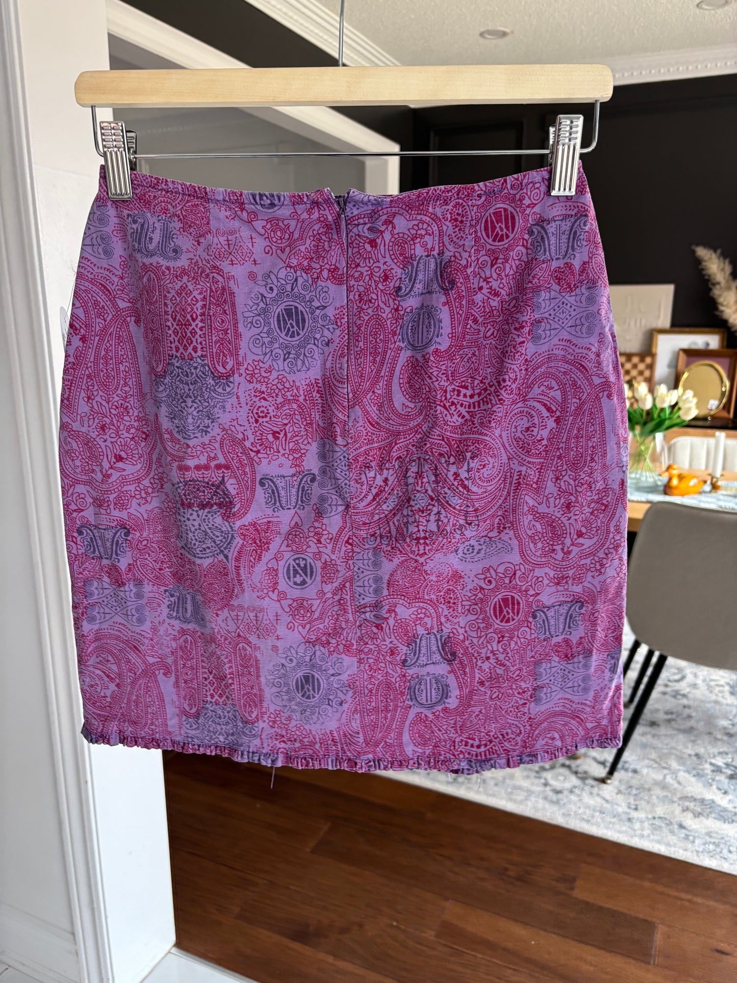 90's Purple Print Mini Skirt Size 6