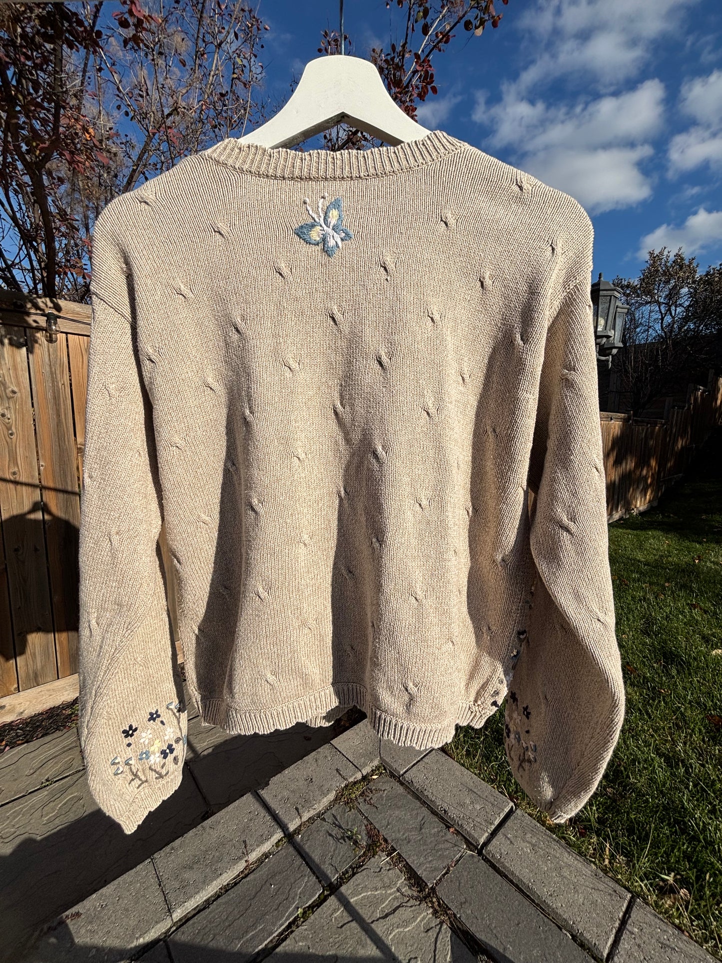 Embroidered Garden Knit Cardigan Fits M