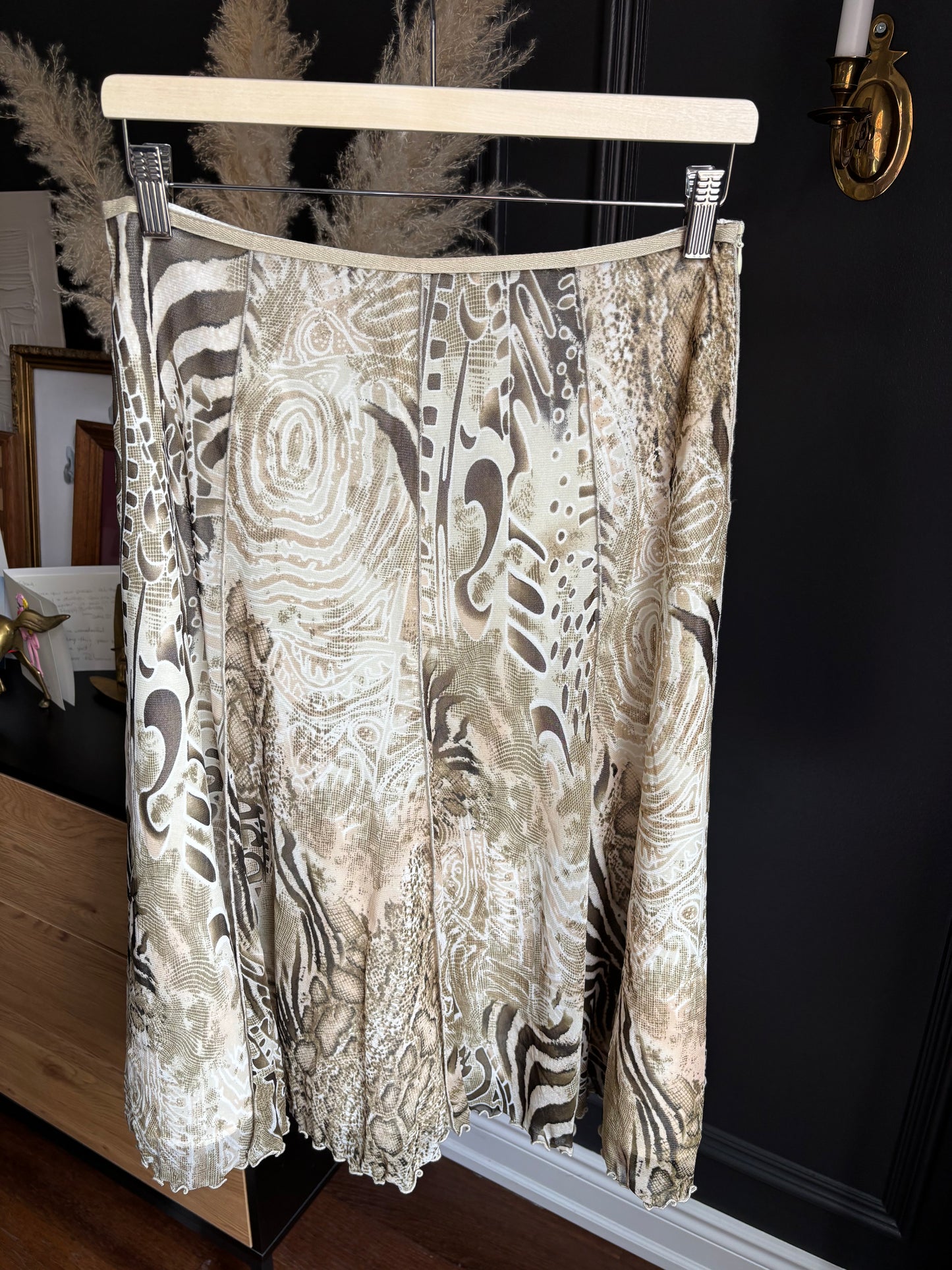 Neutral Animal Print Midi Skirt Size 6