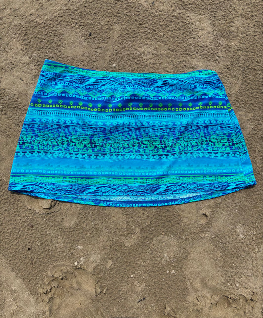Vintage Blue & Green Swim Skirt Size M