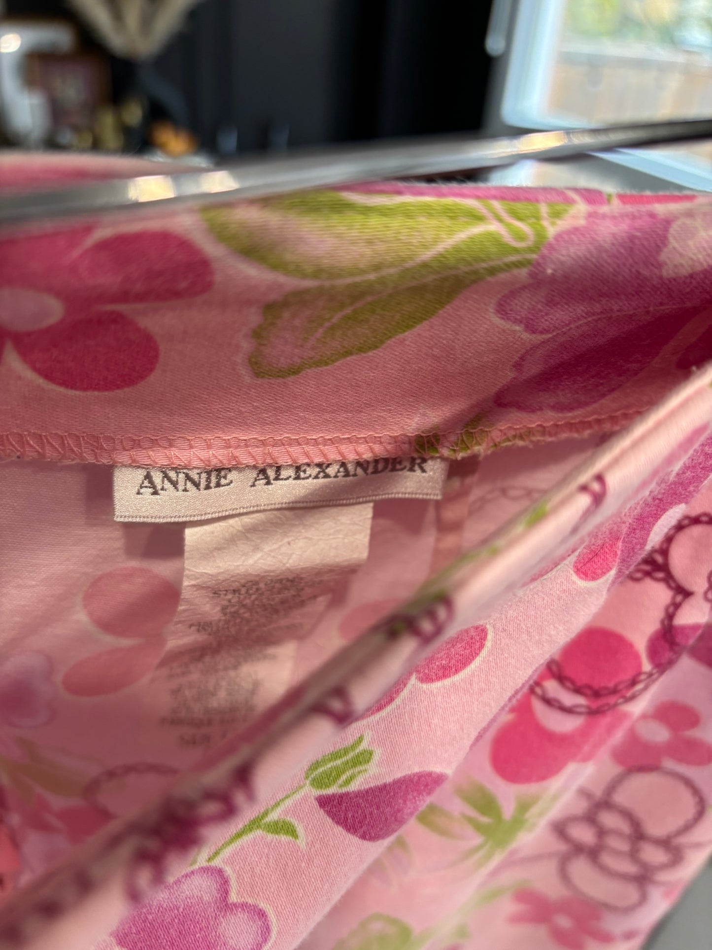 Pink Floral Print Cotton Knee Length Skirt Size 12