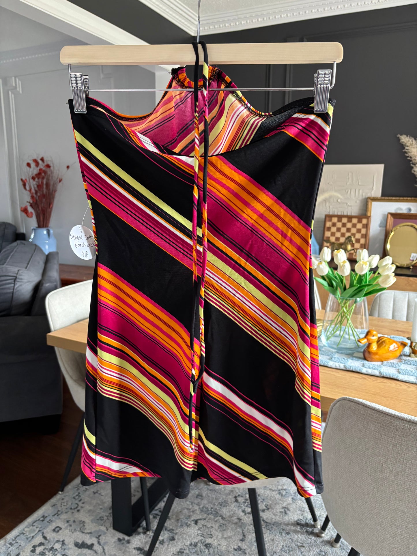 Striped Halter Beach Dress Size S