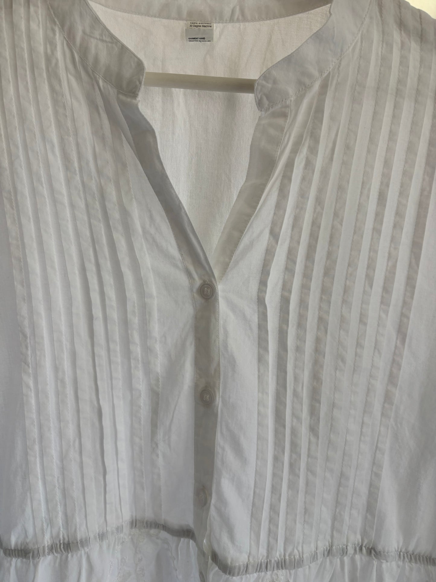 White Cotton Button Down Peplum Blouse Free Size