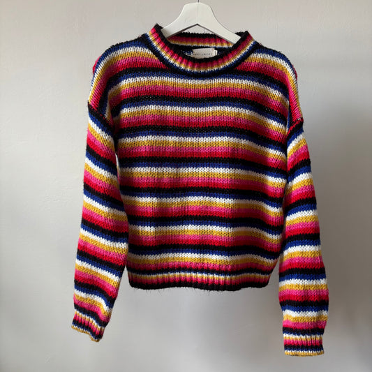 Short Colourful Striped Knit Sweater