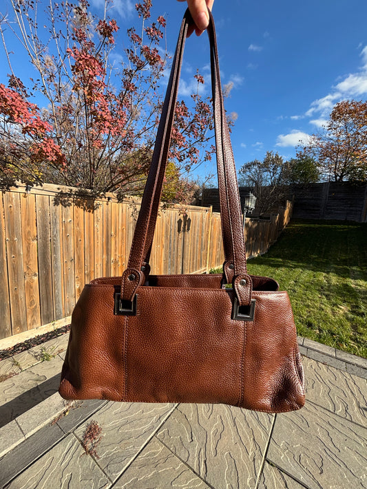 Brown Faux Leather Shoulder Bag