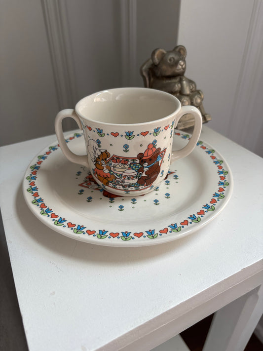 Vintage Little Bear Saucer & Sipping Cup