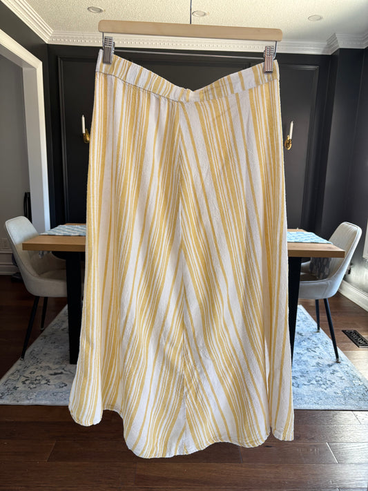 Yellow Striped Ankle Length Skirt Size M
