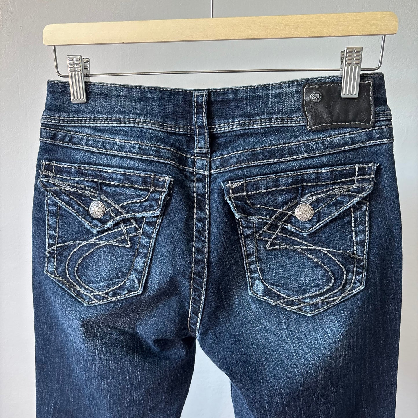 Dark Wash Bootcut Stitch Detailed Jeans