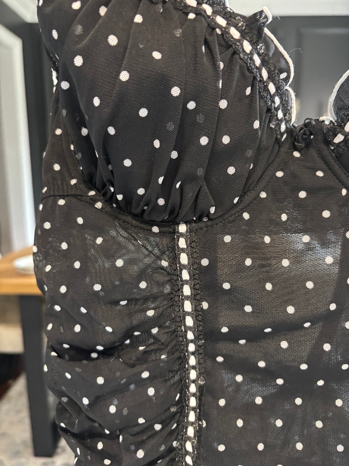 Polka Dot Rouched  Babydoll Size L