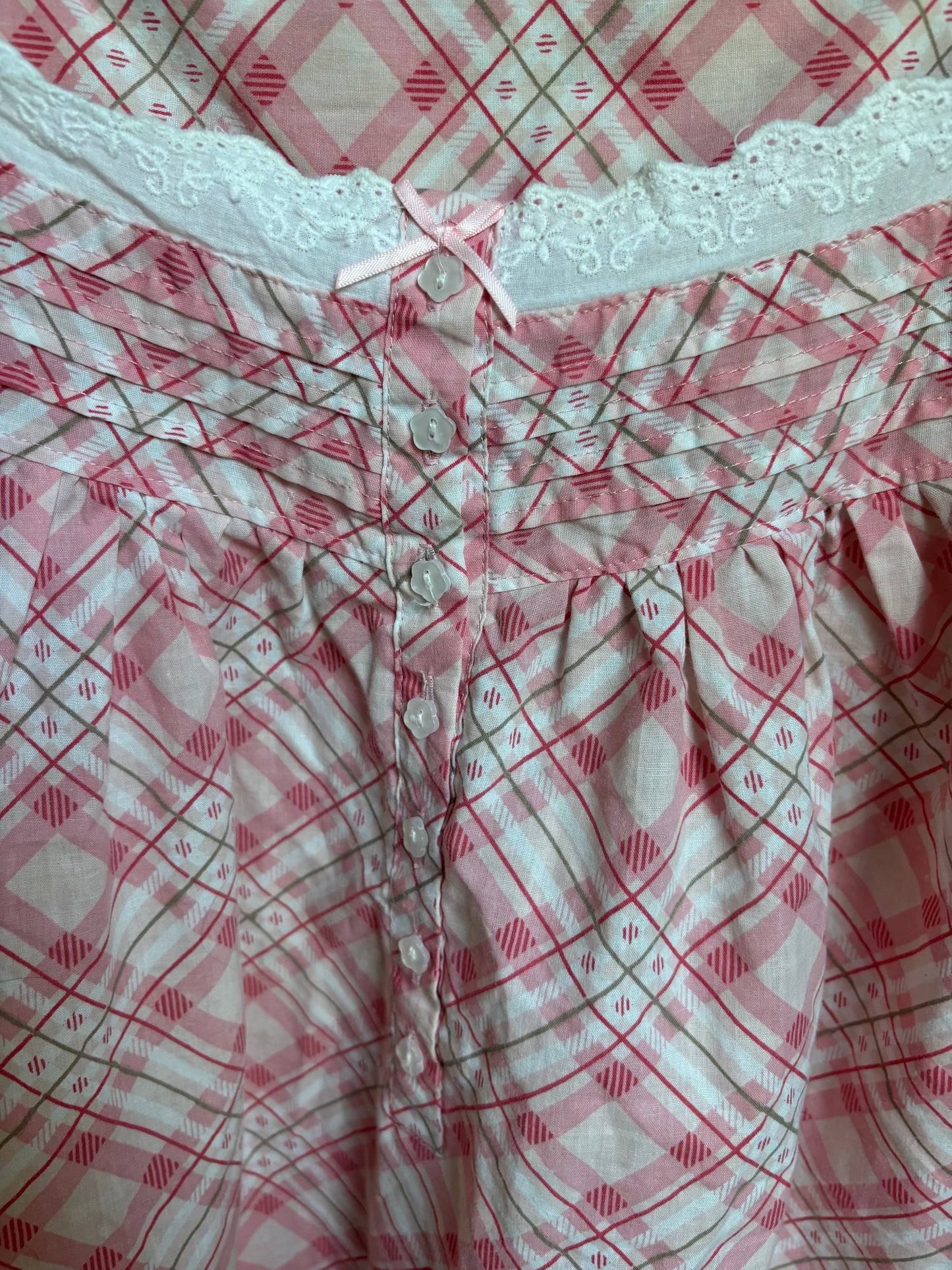 Vintage Pink Plaid Nightgown Size M
