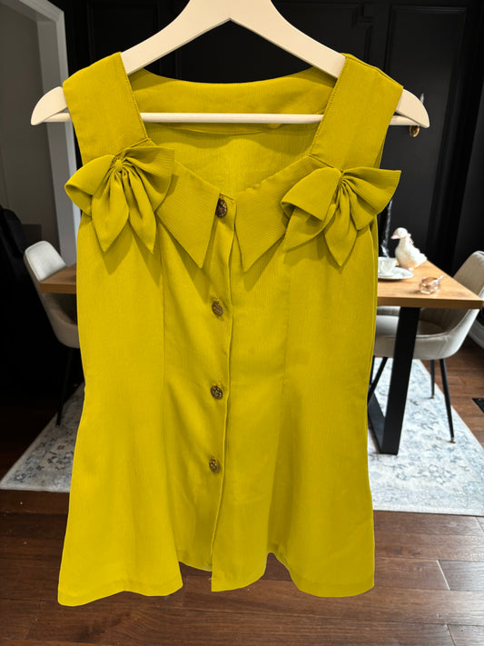 Green Button Down Sleeveless Blouse Size M