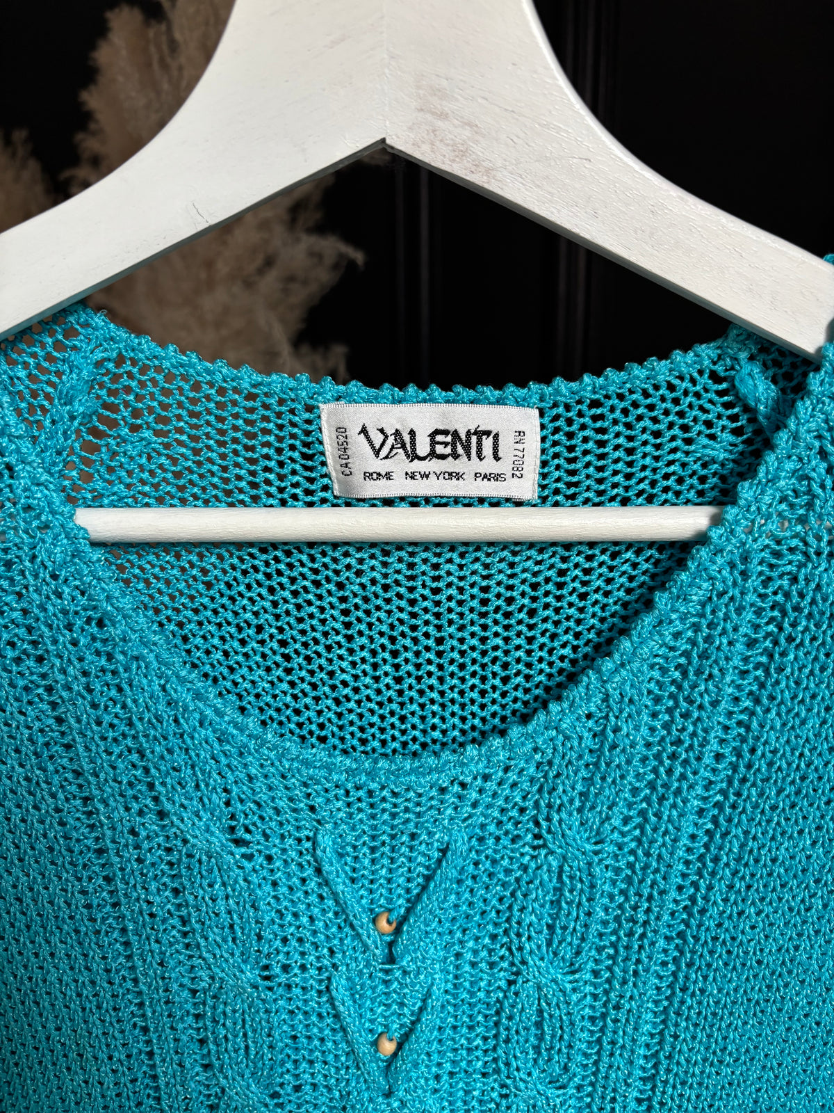Vintage Aqua Blue Valenti Knit Top Size M