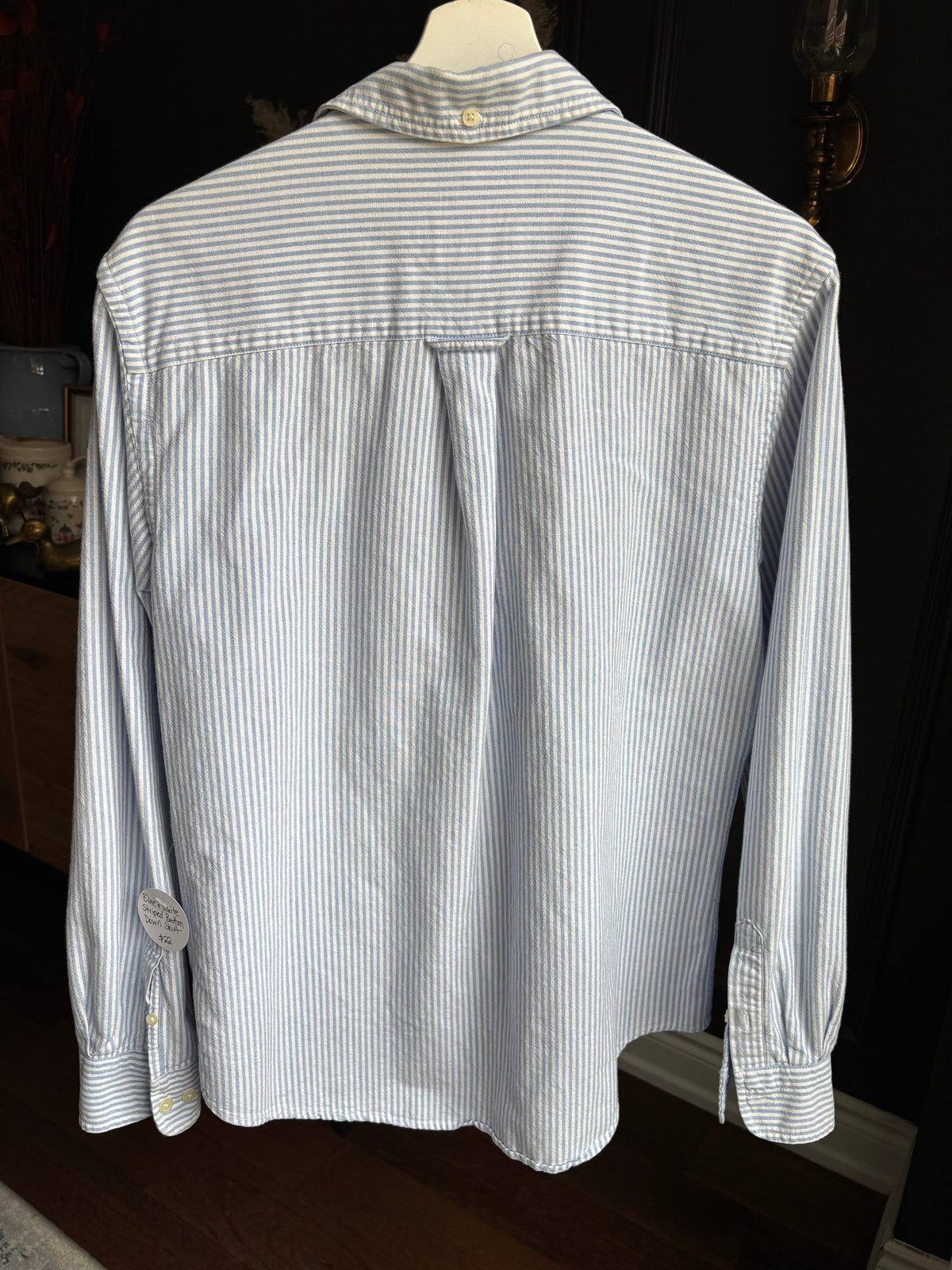 Blue & White Striped Button Down Shirt size M