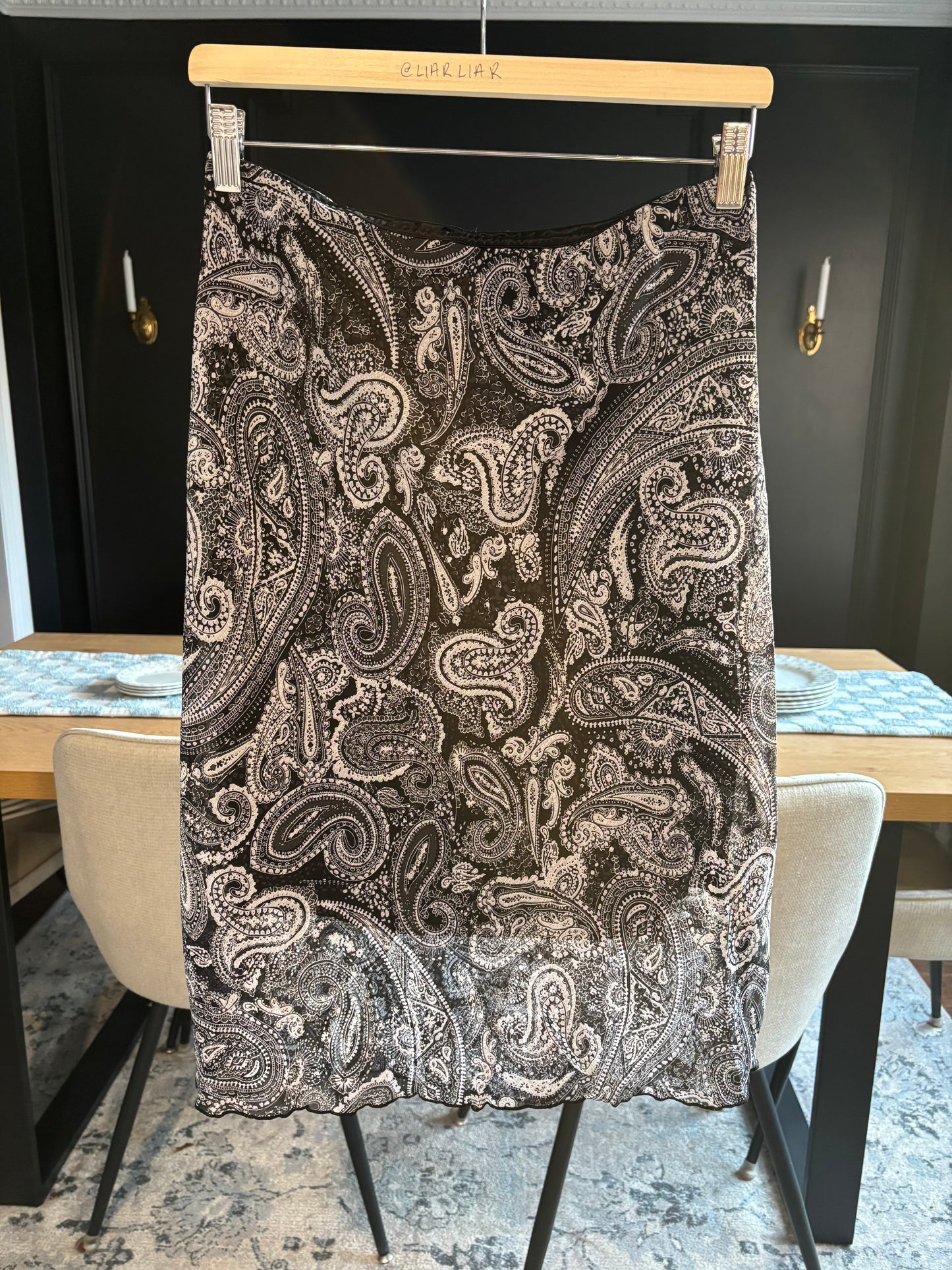 Black & White Paisley Print Skirt Size M