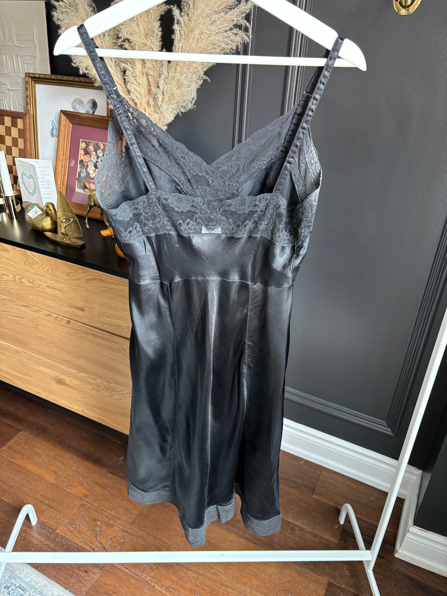 Black Vintage Vanity Fair Slip Dress Size S