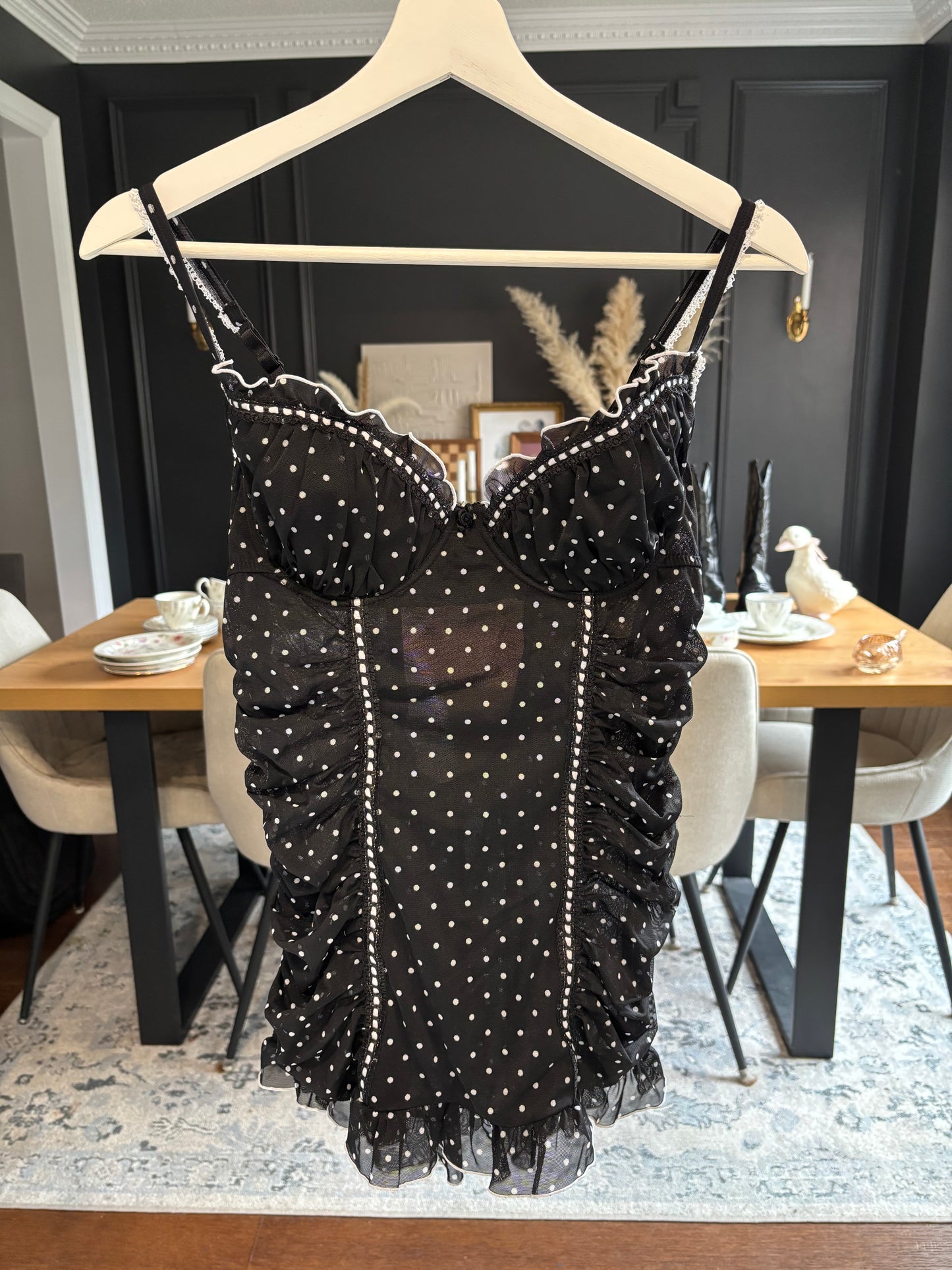 Polka Dot Rouched  Babydoll Size L